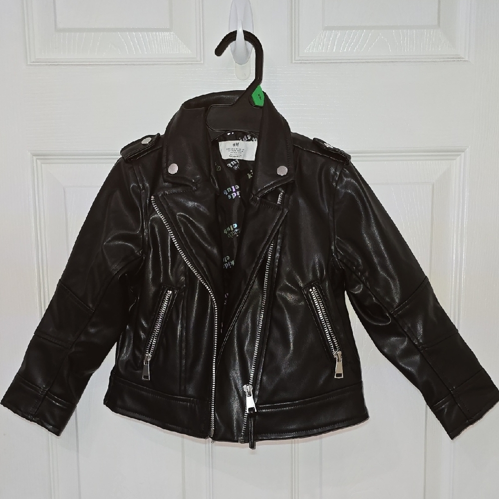H&M Kids Black Biker Jacket Size 4
